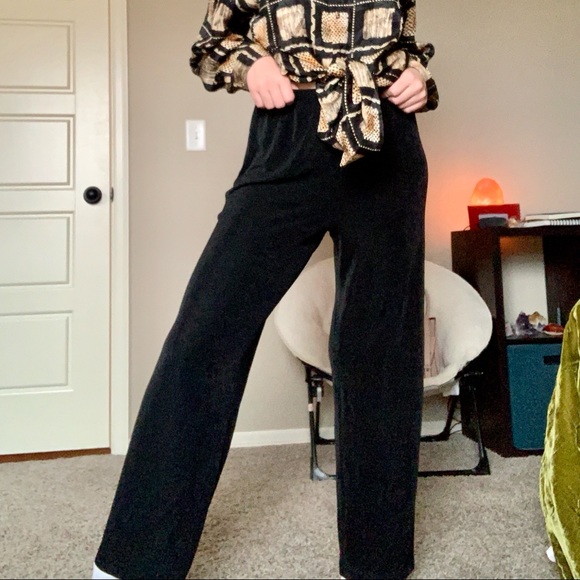 Vintage Pants - VTG 80’s / 90’s Black Slinky Flown Boho Pants